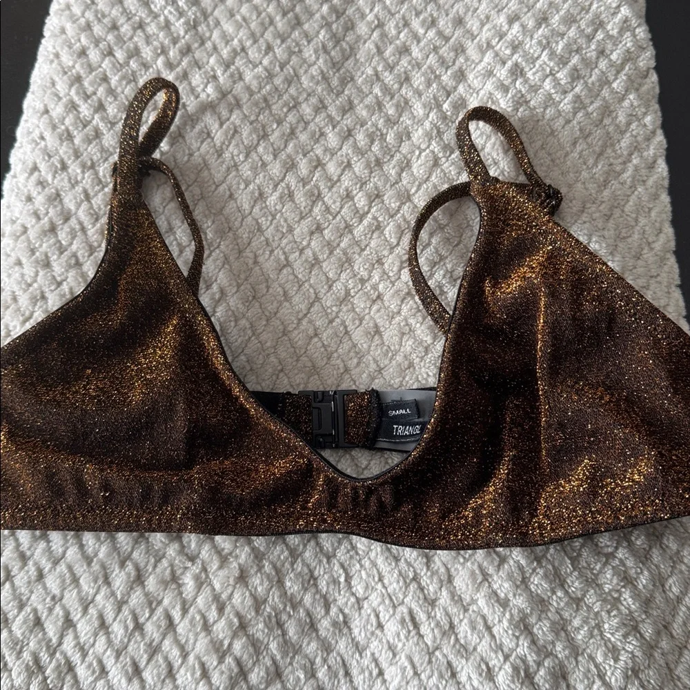 Triangl Swimwear Honey Sparkle Glittering Bronze Bikini Top size Small